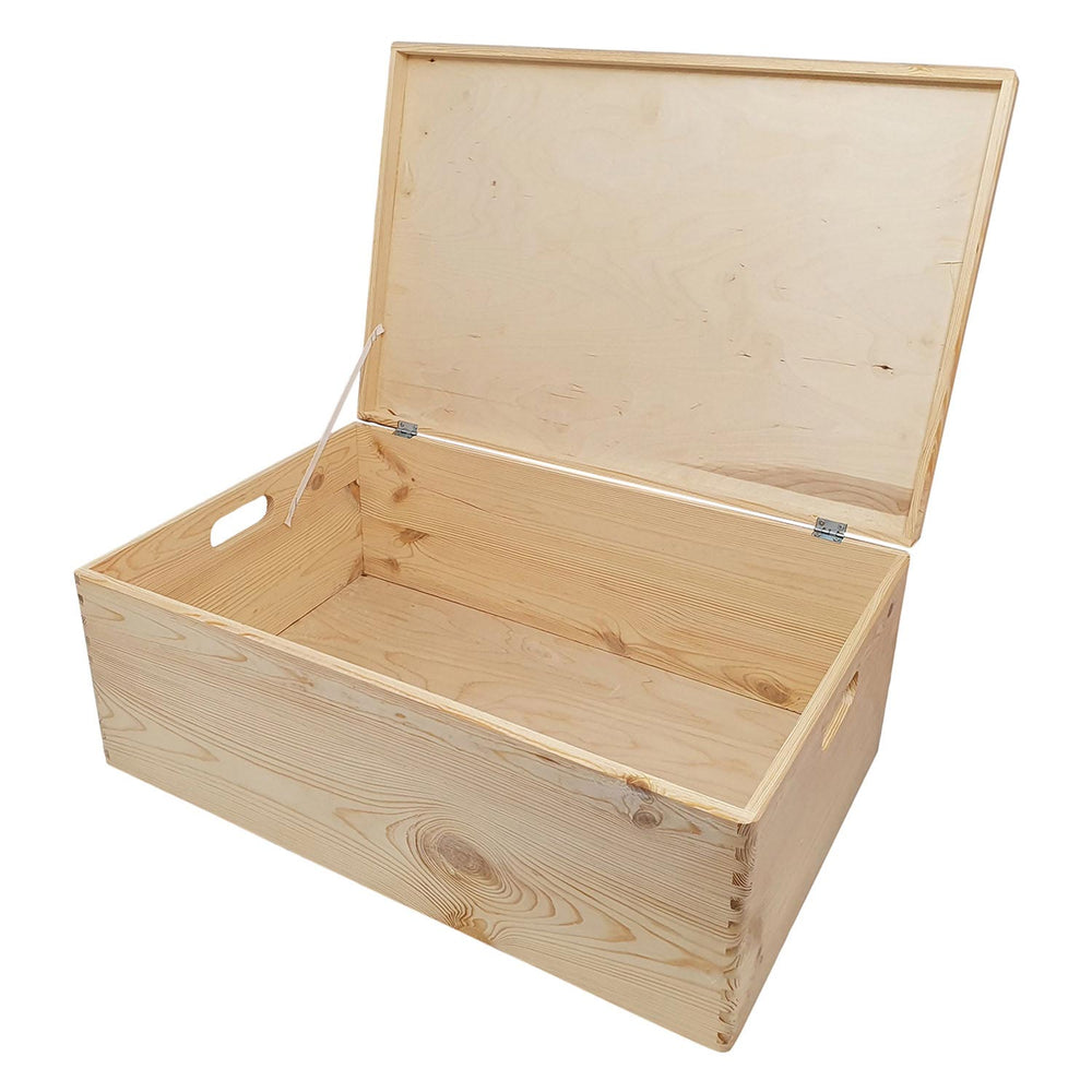 Small foot plywood wooden storage box with hinged lid