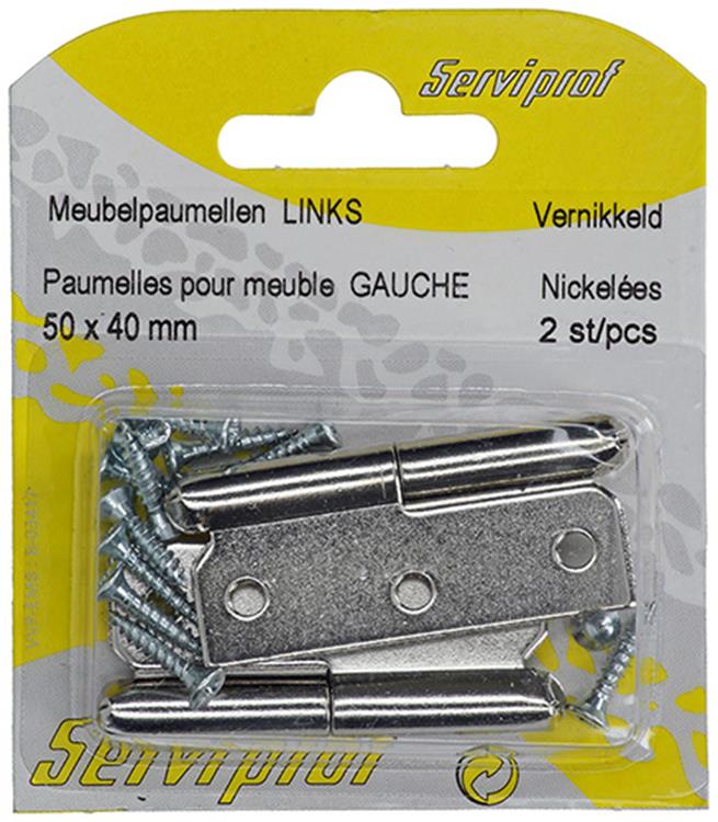 Mack 1013352 - 2 meubelpaumellen links vernikkeld h 50 x b 40 mm | 5 stuks