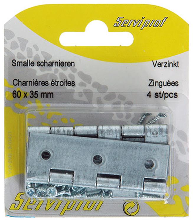 Mack 1013248 - 4 smalle scharnieren verzinkt h 60 x b 35 mm | 5 stuks
