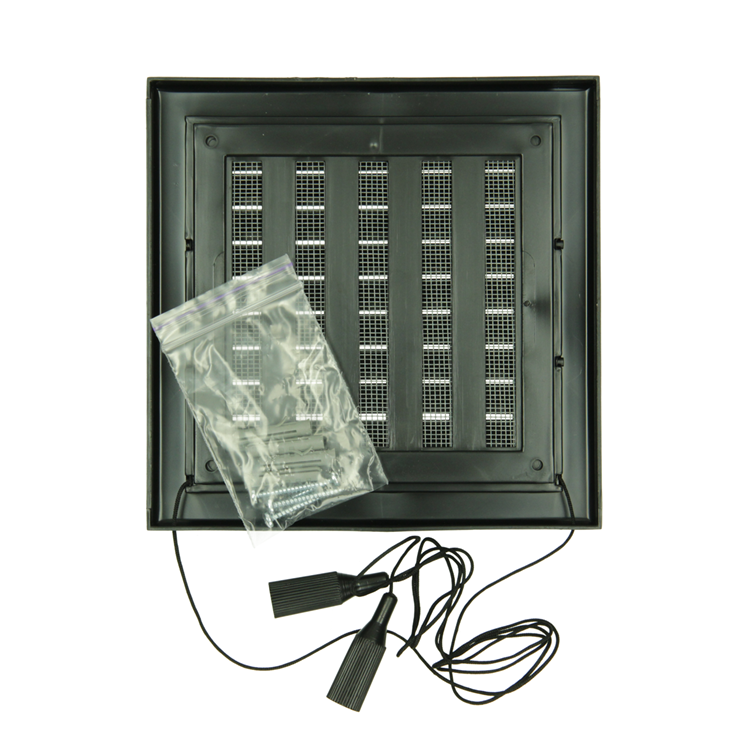 Renson 1069262 - opbouw regelbare rooster pvc 732 (154x154) str 9005 (zwart) | 2 stuks