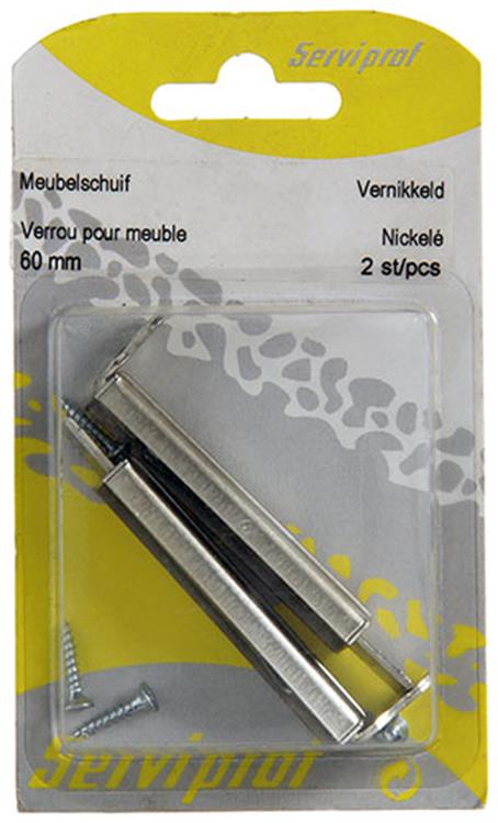 Mack 1013271 - 2 meubelschuiven vernikkeld a 60 - b 12,5 mm | 10 stuks
