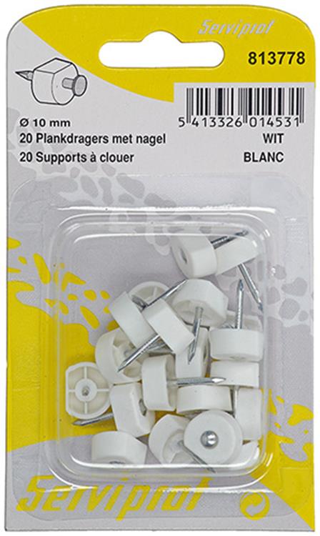Mack 1017027 - 20 plankdragers met nagel wit | 5 stuks
