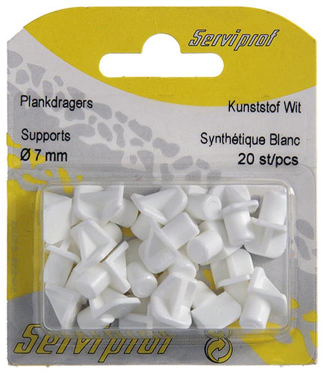 Mack 1015839 - 20 plankdragers kunststof wit ø 7 mm | 10 stuks