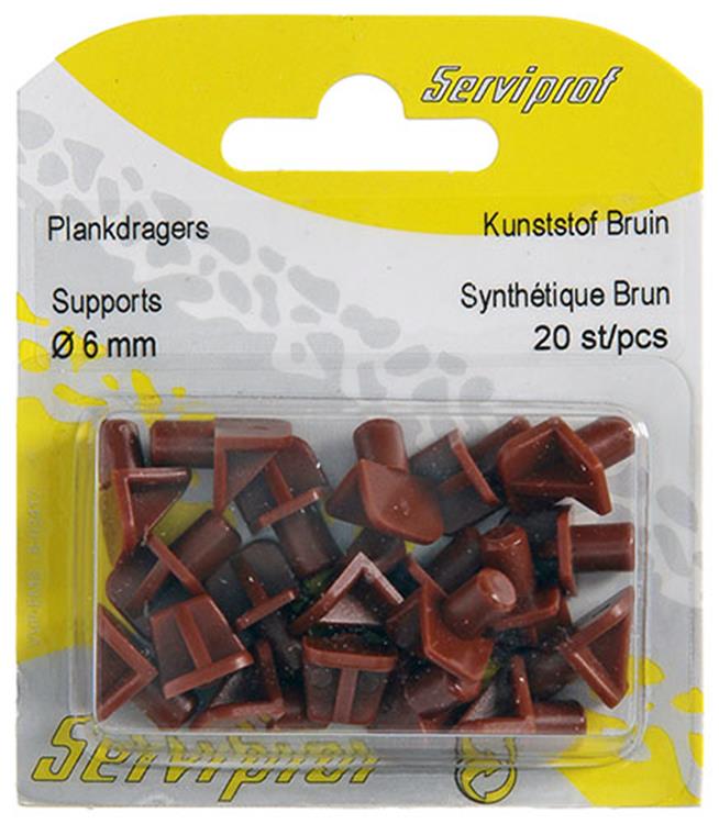 Mack 1015841 - 20 plankdragers kunststof bruin ø 6 mm | 5 stuks