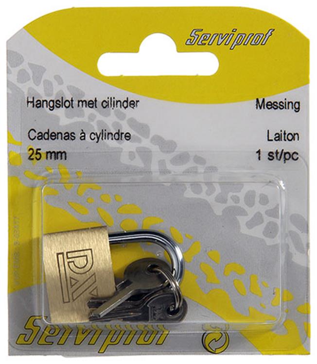 Mack 1014072 - hangslot met cilinder messing 25 mm | 10 stuks