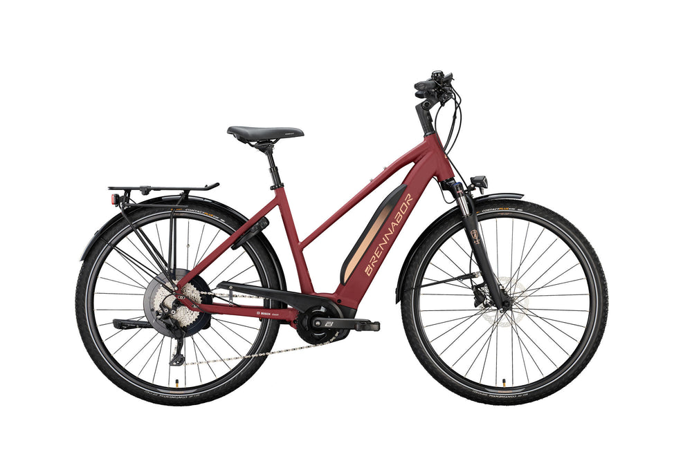 Brennabor elektrische trekkingfiets t-48e mod. 22 ebike brennab.t-48e 28 55 trap. 10sp red orange