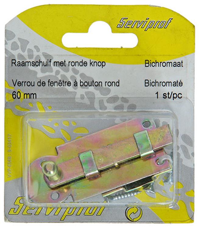 Mack 1014263 - raamschuif met ronde knop, bichromaat a 60 - b 10 mm | 5 stuks