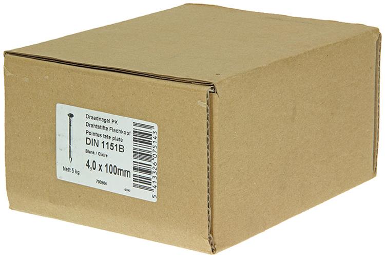 1015652 - doos 5 kg. nagels platte kop 4,0x100 mm | 3 stuks