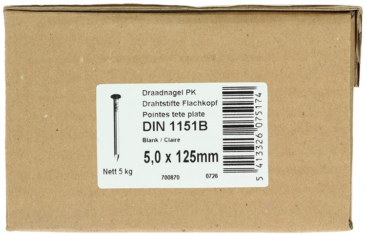 1015655 - doos 5 kg. nagels platte kop 5,0x125 mm | 3 stuks