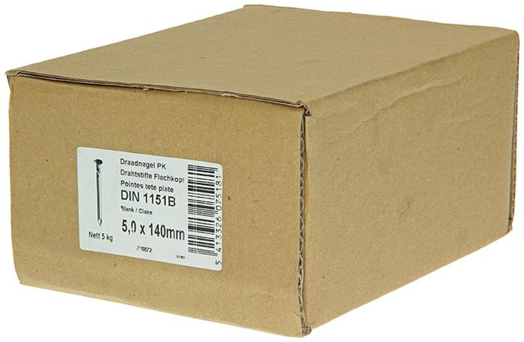 1015656 - doos 5 kg. nagels platte kop 5,0x140 mm | 3 stuks