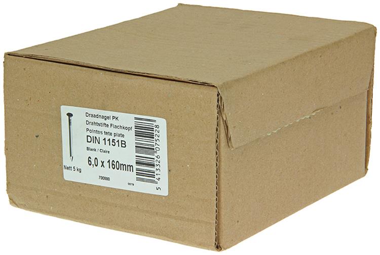 1015660 - doos 5 kg. nagels platte kop 6,0x160 mm | 3 stuks