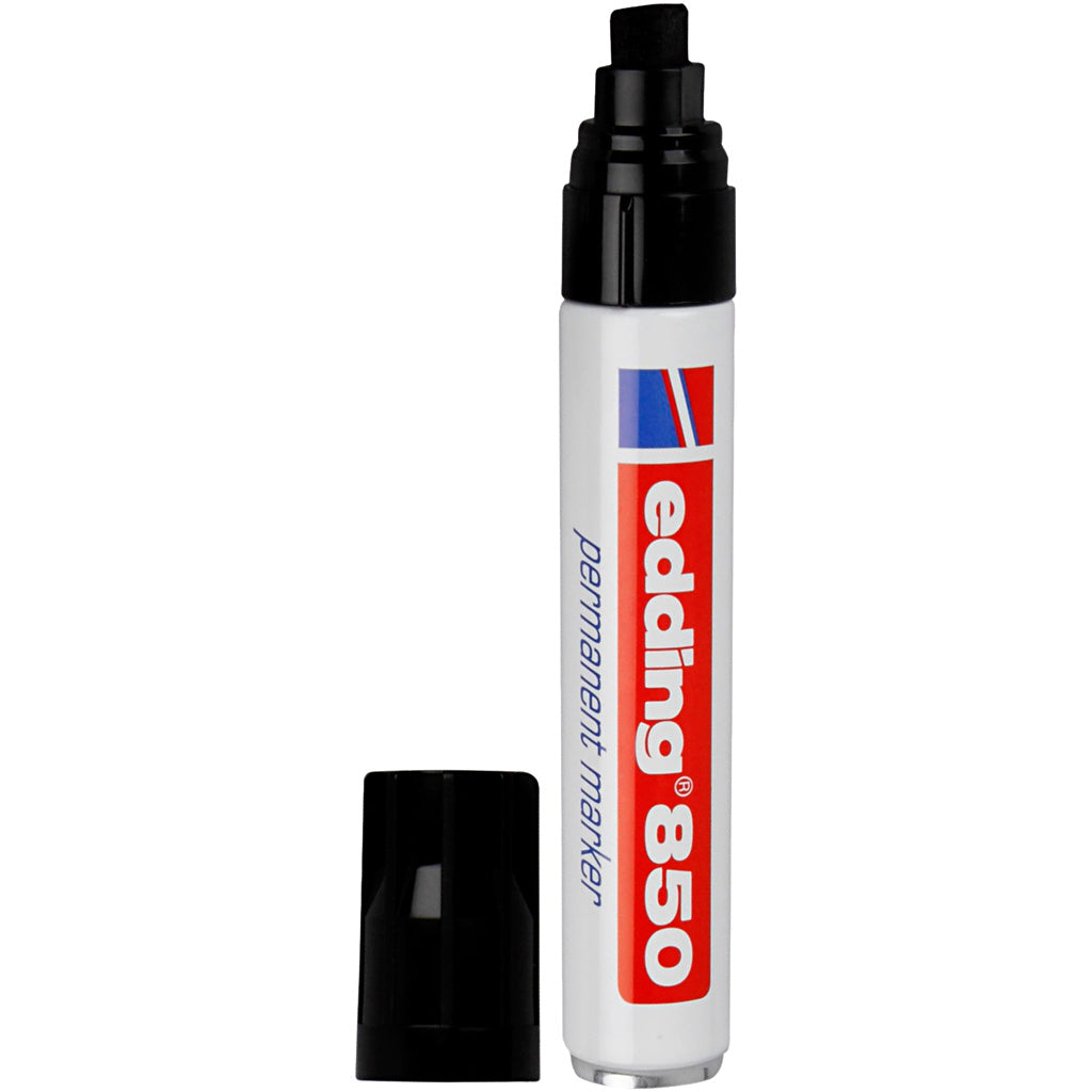 Edding 850 permanent marker - zwart - 1 stift - beitel punt 5-16 mm - water en wrijfvast - voor karton, kunststof, hout, metaal, etc. - alcohol markers voor volwassenen