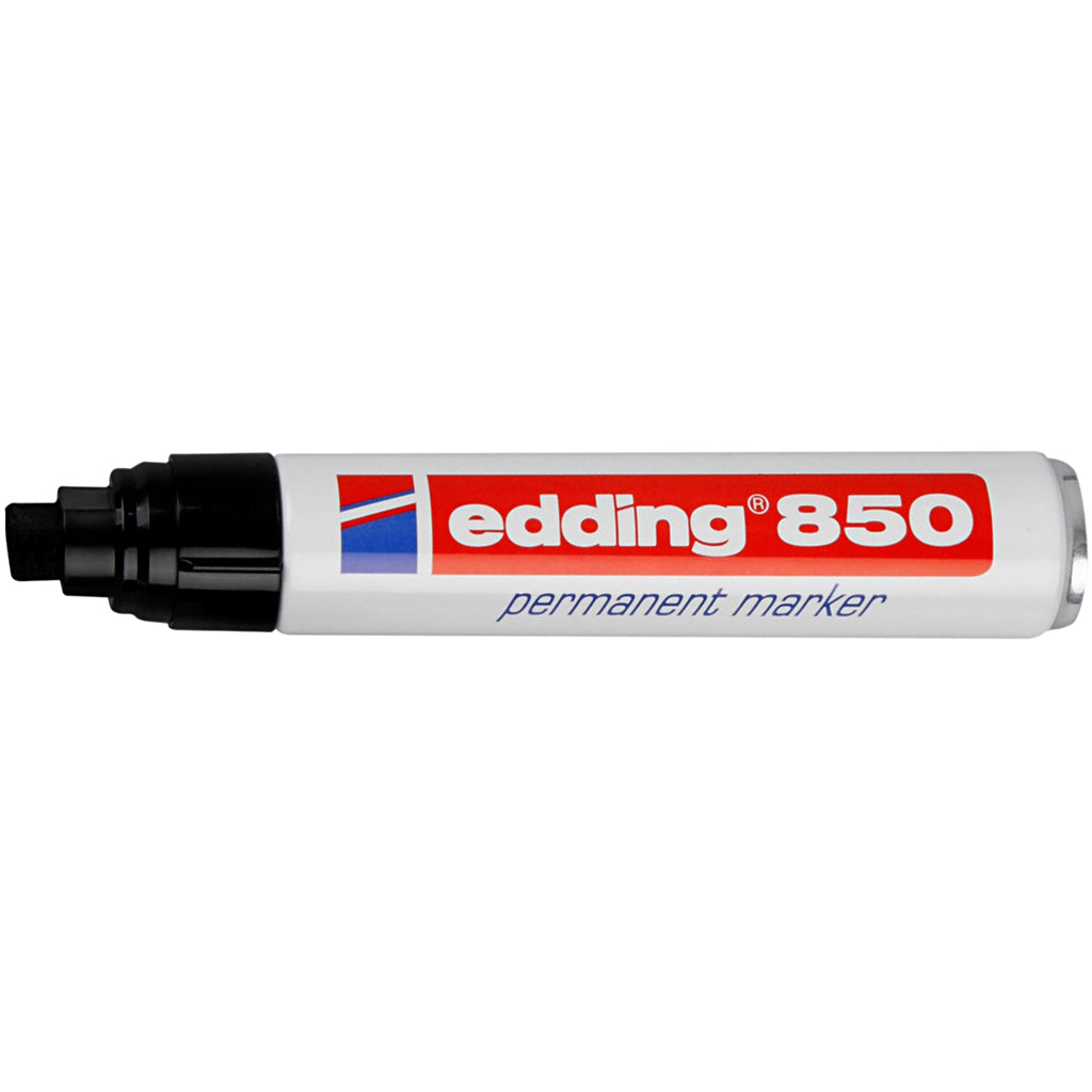Edding 850 permanent marker - zwart - 1 stift - beitel punt 5-16 mm - water en wrijfvast - voor karton, kunststof, hout, metaal, etc. - alcohol markers voor volwassenen