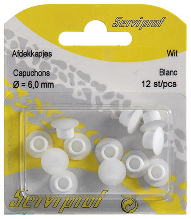 Mack 1014489 - 12 afdekkapjes wit ø 6 mm | 5 stuks