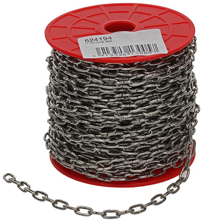 Mack 1015002 - 25m horlogeketting inox rd.haspel 1,6mm | 25 stuks