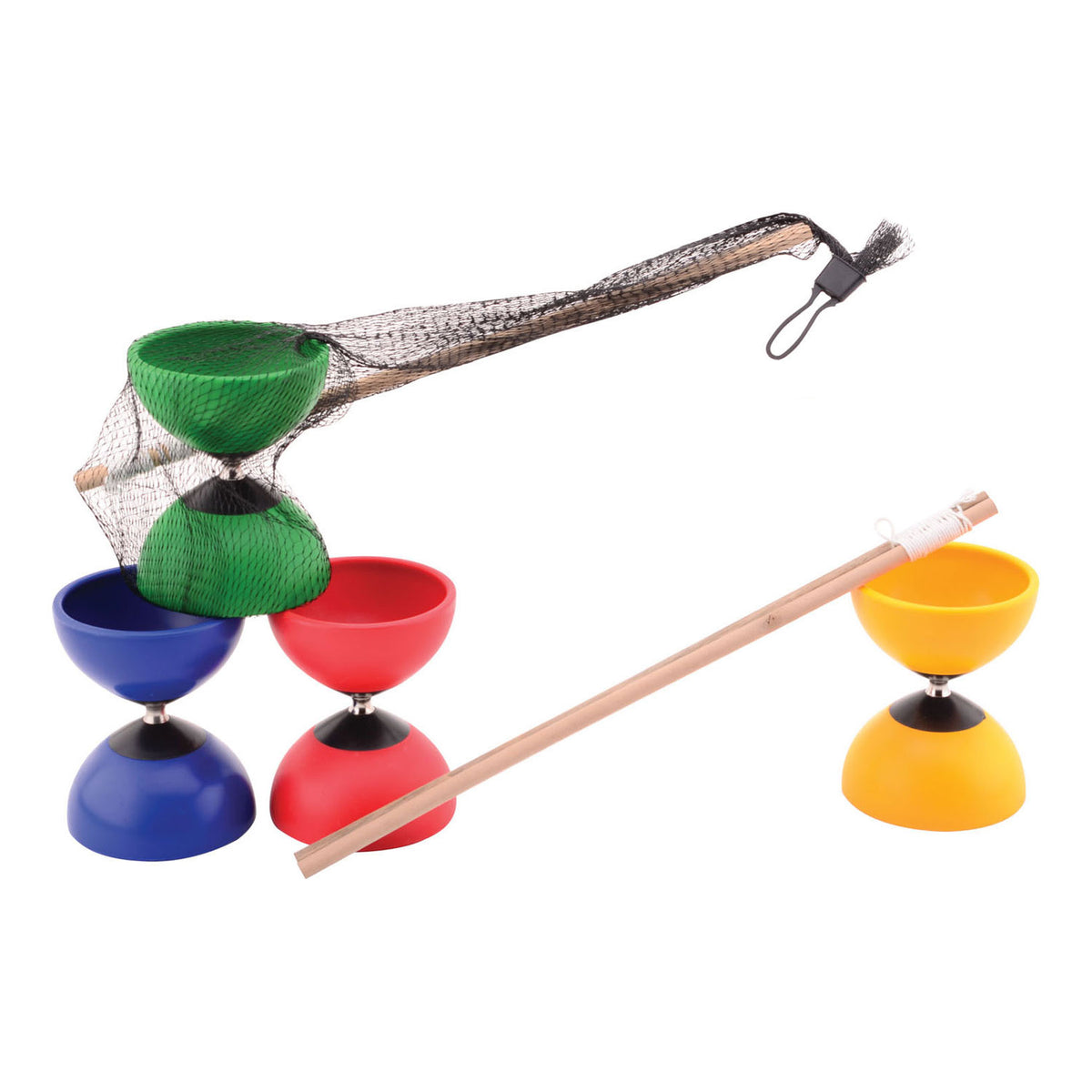 Outdoor fun diabolo with wooden sticks.