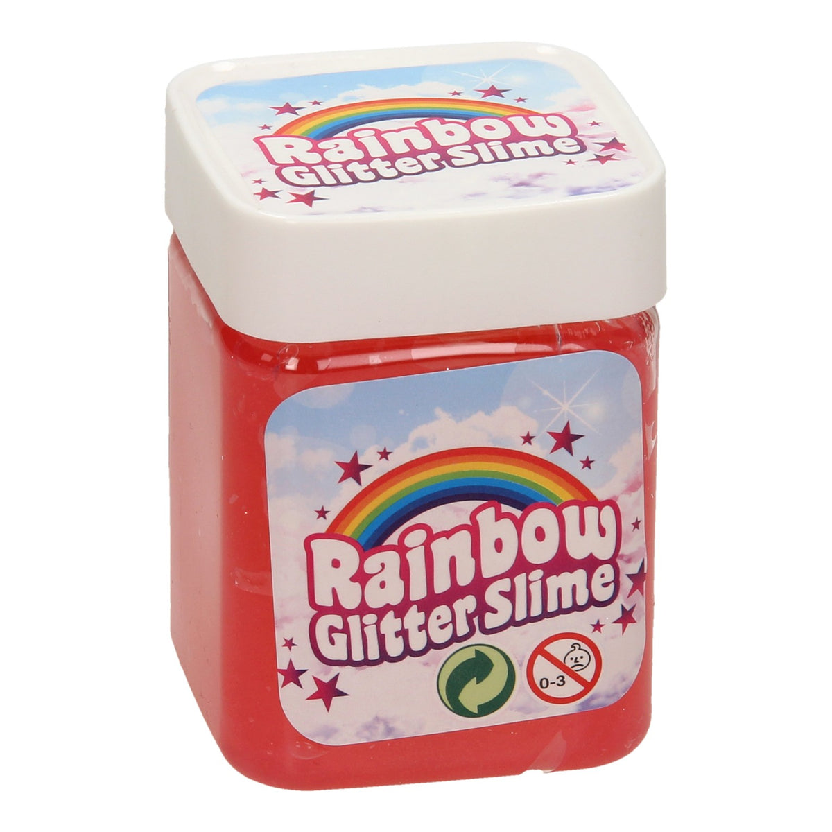 Johntoy regenboog glitter slijm in display