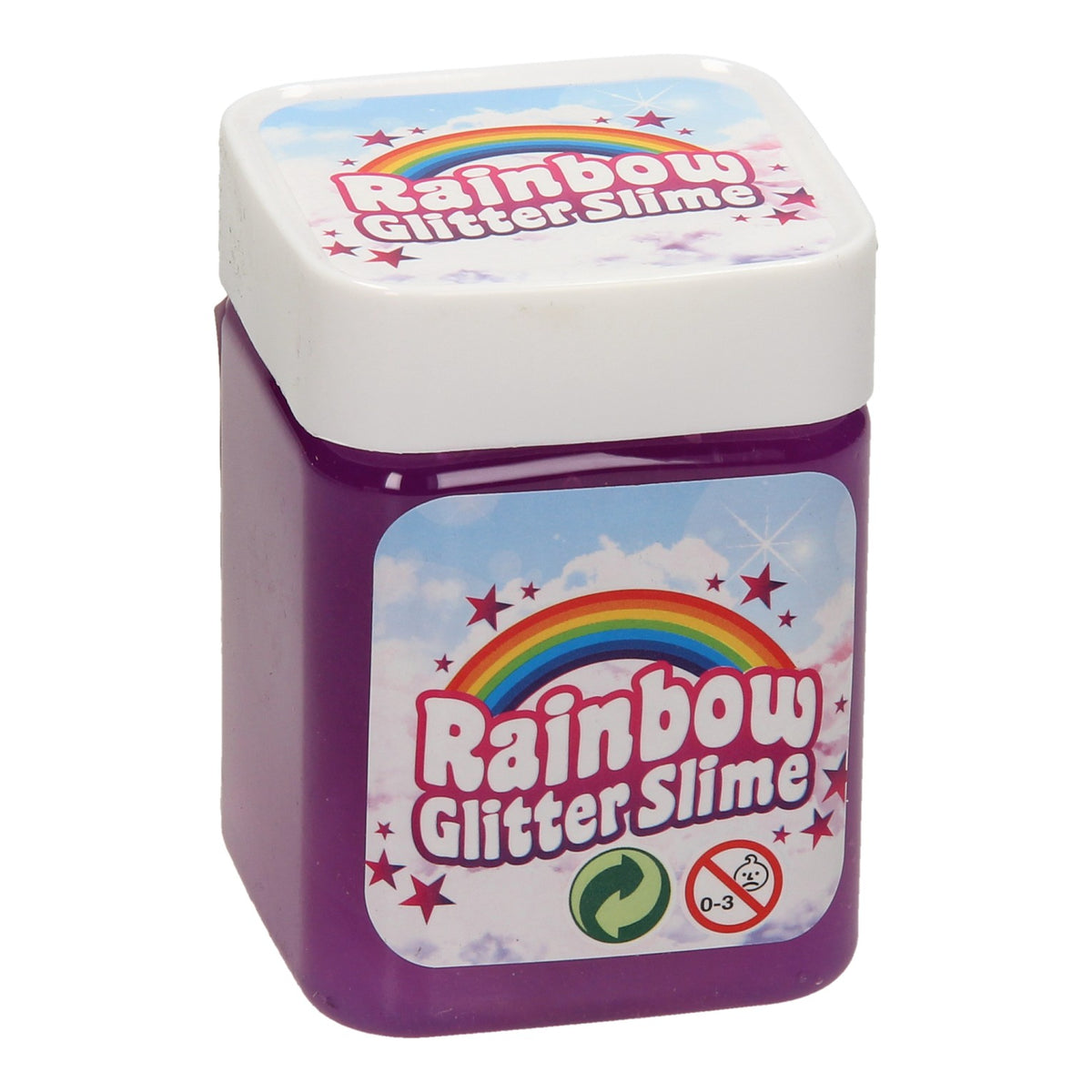 Johntoy regenboog glitter slijm in display
