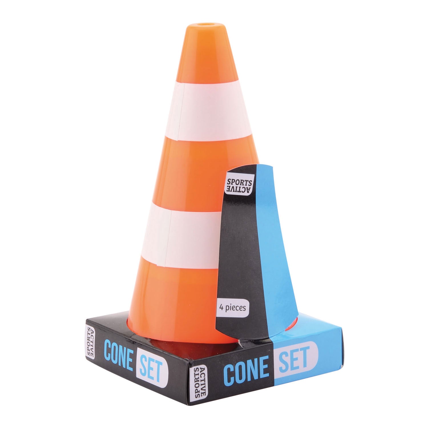 Sportactief oranje witte pylonnen, 4st.