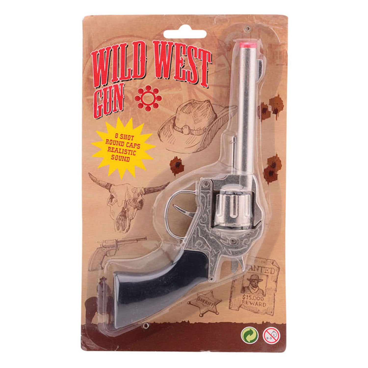 Johntoy wild west cowboy revolver, 8 schoten