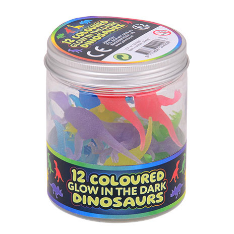 Johntoy glow in the dark gekleurde dino speelfiguren , 12st.