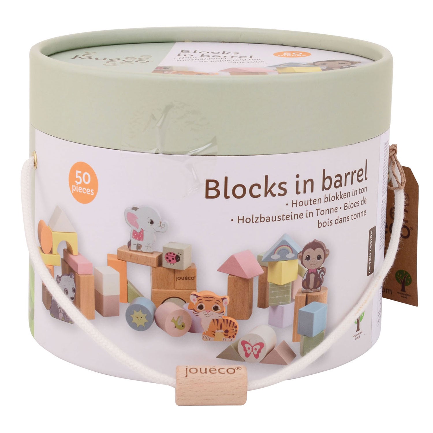 Joueco de wildies houten blokken, 50st
