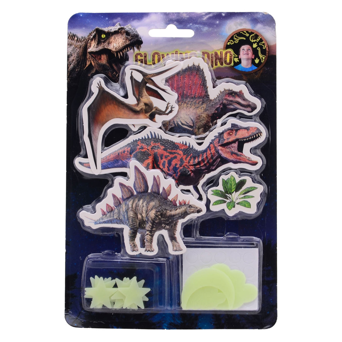 Johntoy glow in the dark dino muur stickers 2 as | 12 stuks