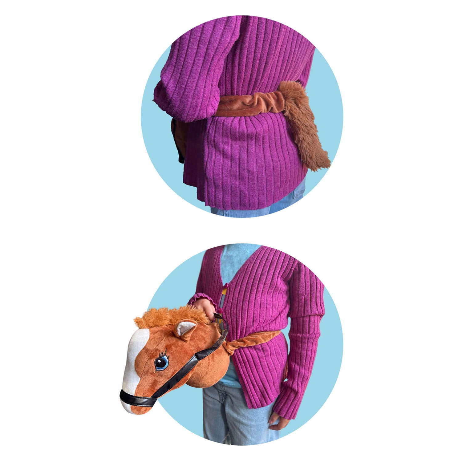 Johntoy hulstpaard paardenhoofd bruin met elastiek