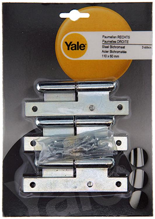 Yale 1019136 - 3 stalen paumellen verzinkt rechts 110x60mm | 5 stuks