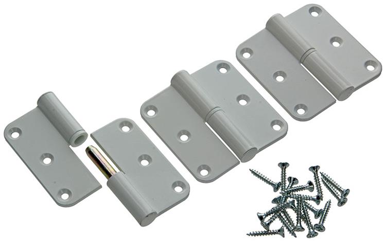 Yale 1019141 - 3 paumellen alu wit afger.hoekrechts 80x80mm | 5 stuks