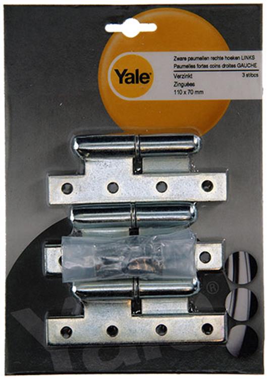 Yale 1019142 - 3 zware paumel.verz.rechte hoek links 110x70mm | 5 stuks