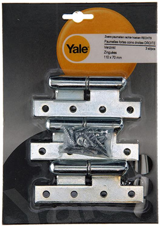 Yale 1019143 - 3 zware paumell.verz.rechte hoek rechts 110x70mm | 5 stuks