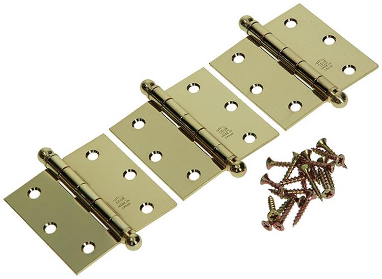 Yale 1019144 - 3 bolknopscharnieren vermessingd 76x76mm | 2 stuks