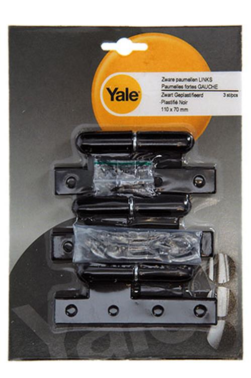 Yale 1019156 - 3 zware paumellen zwart geplast.links 110x70mm | 5 stuks