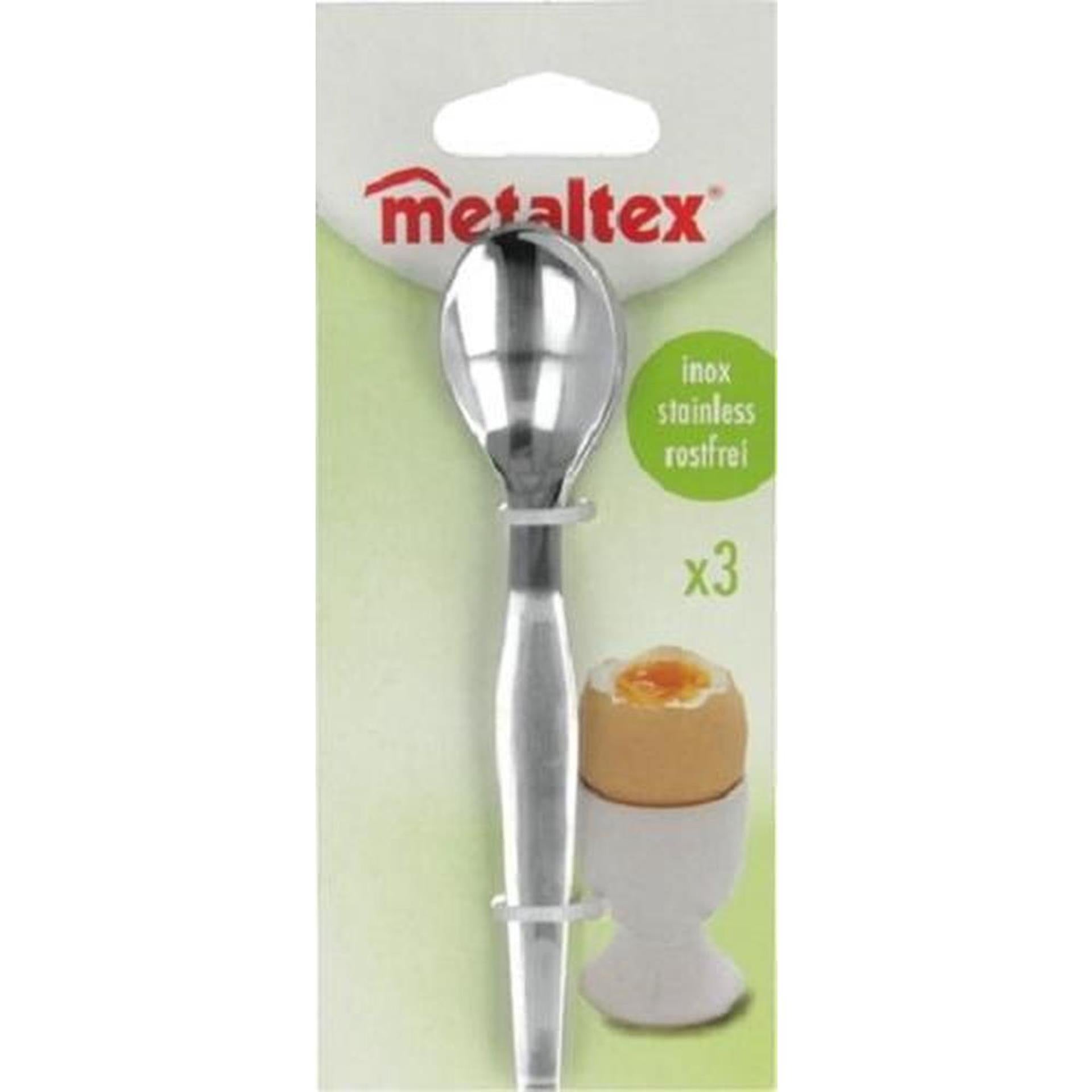 Metaltex eierlepels metaal set a 3st