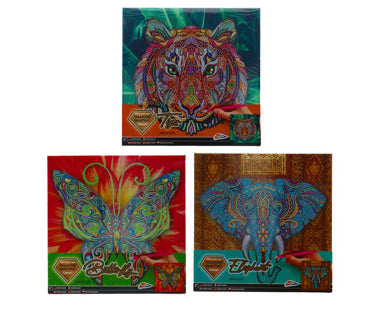 Canvas Diamant Schilderij Tijger, 30x30cm