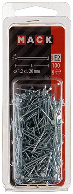 Mack 1017148 - nagel platte kop staal verzinkt 100 gr 1,2 x 20 mm | 5 stuks