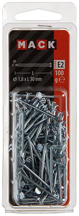 Mack 1017150 - nagel platte kop staal verzinkt 100 gr 1,8 x 30 mm | 5 stuks
