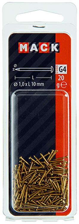 Mack 1017166 - nagel bolle kop messing 20 gr 1,0 x 10 mm | 10 stuks