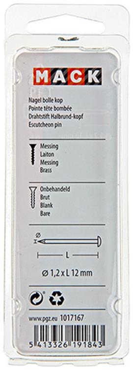 Mack 1017167 - nagel bolle kop messing 20 gr 1,2 x 12 mm | 10 stuks