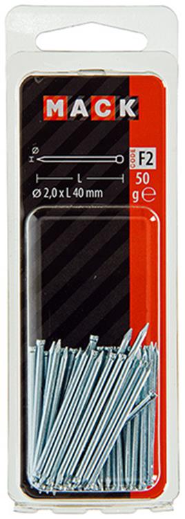 Mack 1017177 - nagel ronde kop staal gehard 50 gr 2,0 x 40 mm | 10 stuks