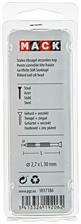 Mack 1017186 - stalen ribnagel vk st.gehard + verz.20 st 2,7 x 30 mm | 10 stuks