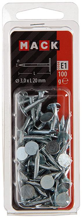 Mack 1017201 - schalienagel staal verzinkt 100 gr 3,0 x 20 mm | 5 stuks