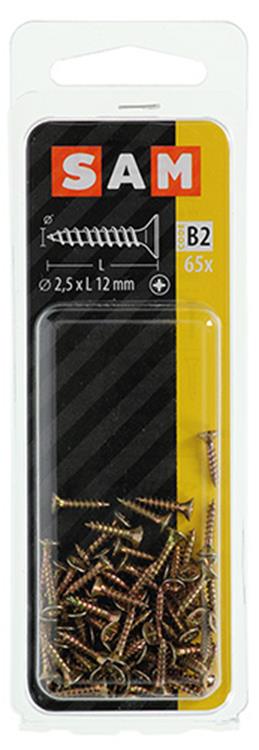 Mack 1017213 - spaanplaatschroef vz kop geelverz.65 st 2,5 x 12 mm | 10 stuks
