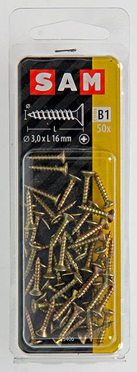 Mack 1017216 - spaanplaatschroef vz kop geelverz.50 st 3,0 x 16 mm | 10 stuks