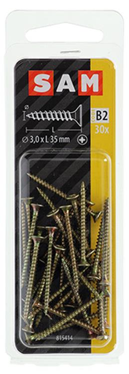 Mack 1017220 - spaanplaatschroef vz kop geelverz.30 st 3,0 x 35 mm | 10 stuks