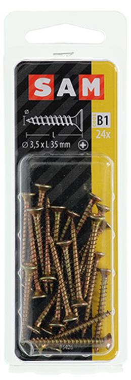 Mack 1017226 - spaanplaatschroef vz kop geelverz.24 st 3,5 x 35 mm | 10 stuks