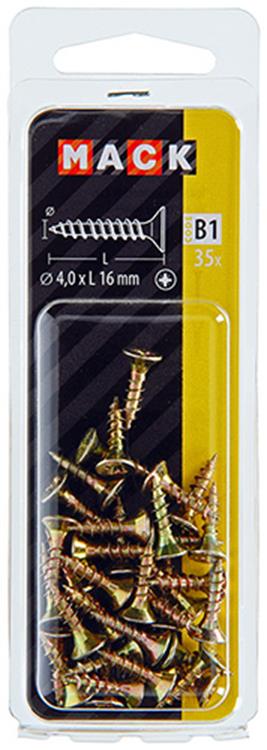 Mack 1017230 - spaanplaatschroef vz kop geelverz.35 st 4,0 x 16 mm | 10 stuks