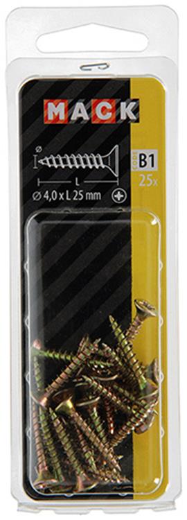 Mack 1017232 - spaanplaatschroef vz kop geelverz.25 st 4,0 x 25 mm | 10 stuks