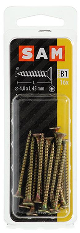 Mack 1017236 - spaanplaatschroef vz kop geelverz.16 st 4,0 x 45 mm | 10 stuks